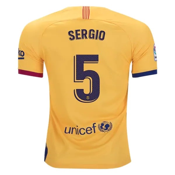 Maillot Football Barcelone NO.5 Sergio Exterieur 2019-20 Jaune